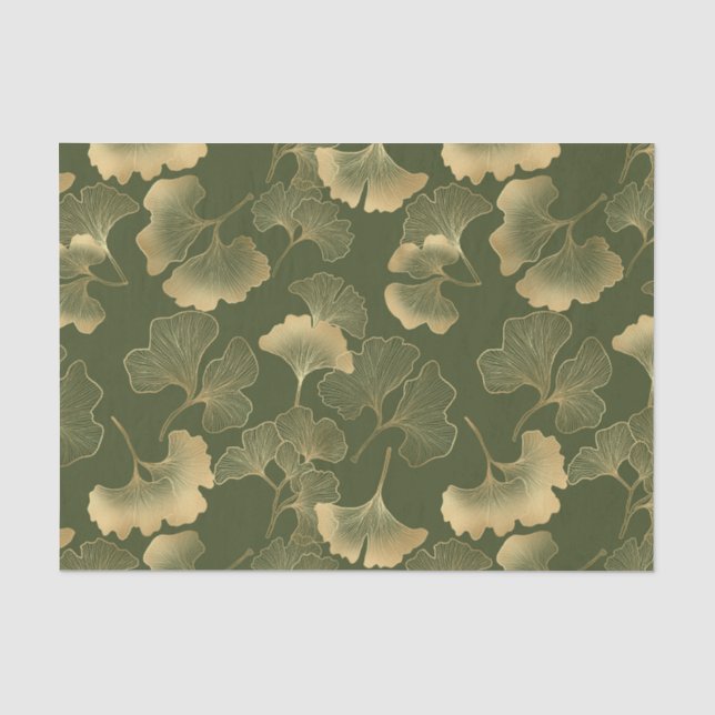 Vintage Ginkgo Leaf Pattern Tissue Paper (Front)