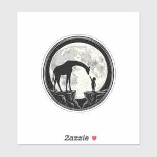Vintage Giraffe and Child Moon Silhouette Shirt_1