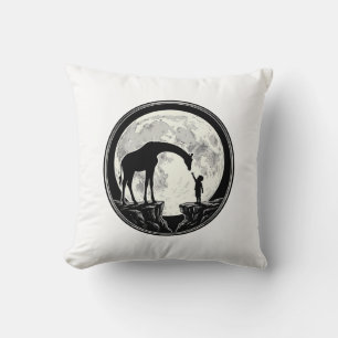 Vintage Giraffe and Child Moon Silhouette Shirt_1 Cushion