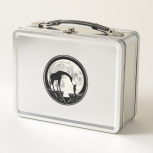 Vintage Giraffe and Child Moon Silhouette Shirt_1 Metal Lunch Box