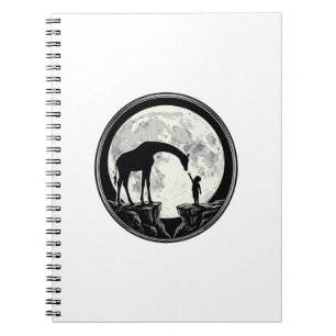 Vintage Giraffe and Child Moon Silhouette Shirt_1 Notebook