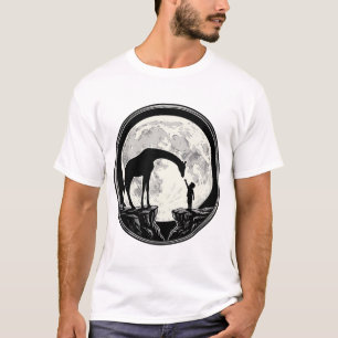 Vintage Giraffe and Child Moon Silhouette Shirt_1 T-Shirt