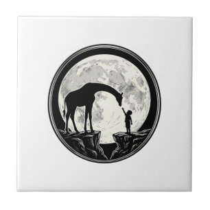 Vintage Giraffe and Child Moon Silhouette Shirt_1 Tile