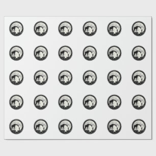 Vintage Giraffe and Child Moon Silhouette Shirt_1 Wrapping Paper
