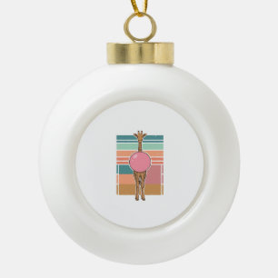Vintage Giraffe Bubblegum Engraving Shirt Design_1 Ceramic Ball Christmas Ornament