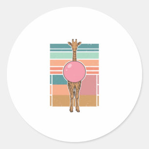 Vintage Giraffe Bubblegum Engraving Shirt Design_1 Classic Round Sticker