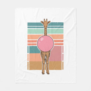 Vintage Giraffe Bubblegum Engraving Shirt Design_1 Fleece Blanket
