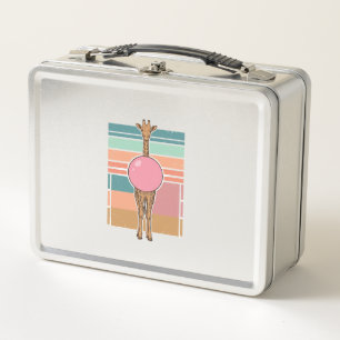 Vintage Giraffe Bubblegum Engraving Shirt Design_1 Metal Lunch Box