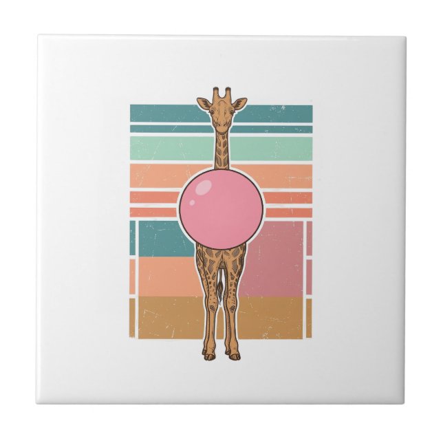 Vintage Giraffe Bubblegum Engraving Shirt Design_1 Tile (Front)