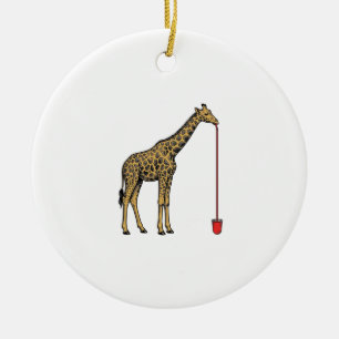 Vintage Giraffe Drinking Straw Vector Design_1 Ceramic Tree Decoration