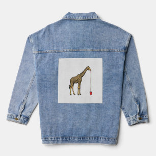 Vintage Giraffe Drinking Straw Vector Design_1 Denim Jacket