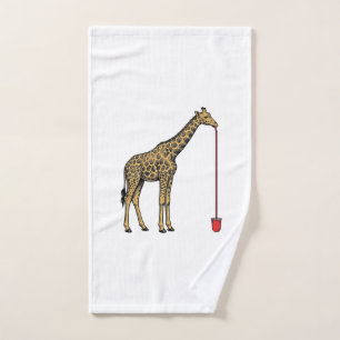 Vintage Giraffe Drinking Straw Vector Design_1 Hand Towel