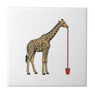 Vintage Giraffe Drinking Straw Vector Design_1 Tile