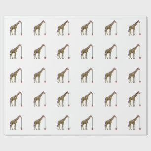 Vintage Giraffe Drinking Straw Vector Design_1 Wrapping Paper