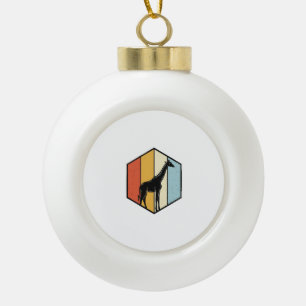 Vintage Giraffe Geometric Safari Vector Shirt_1 Ceramic Ball Christmas Ornament