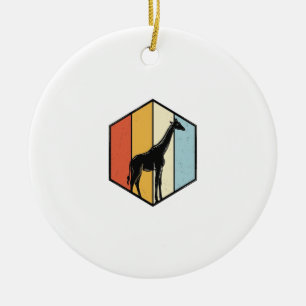 Vintage Giraffe Geometric Safari Vector Shirt_1 Ceramic Tree Decoration