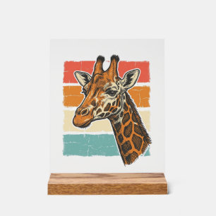 Vintage Giraffe Head Retro Sunset Vector Design_1 Acrylic Sign