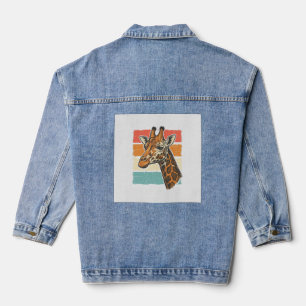 Vintage Giraffe Head Retro Sunset Vector Design_1 Denim Jacket