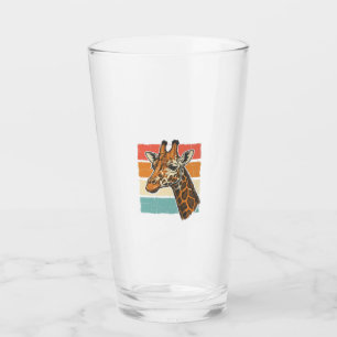 Vintage Giraffe Head Retro Sunset Vector Design_1 Glass