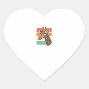 Vintage Giraffe Head Retro Sunset Vector Design_1 Heart Sticker