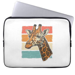 Vintage Giraffe Head Retro Sunset Vector Design_1 Laptop Sleeve