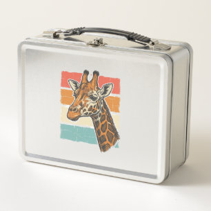 Vintage Giraffe Head Retro Sunset Vector Design_1 Metal Lunch Box