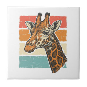 Vintage Giraffe Head Retro Sunset Vector Design_1 Tile
