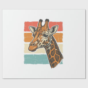 Vintage Giraffe Head Retro Sunset Vector Design_1 Wrapping Paper
