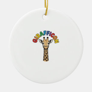 Vintage Giraffe Icon Cute Animal Shirt Design_1 Ceramic Tree Decoration