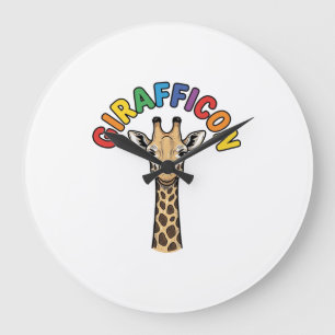 Vintage Giraffe Icon Cute Animal Shirt Design_1 Large Clock