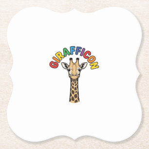 Vintage Giraffe Icon Cute Animal Shirt Design_1 Paper Coaster