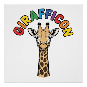 Vintage Giraffe Icon Cute Animal Shirt Design_1 Poster