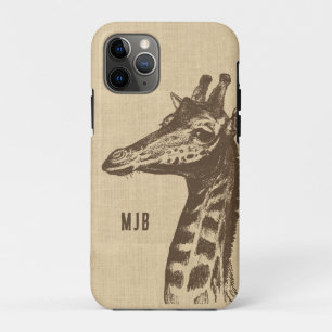 Vintage Giraffe Illustration Personalised  iPhone 11 Pro Case