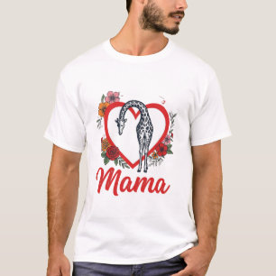 Vintage Giraffe Mama Floral Heart Shirt Design_1