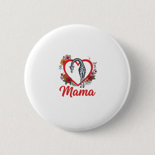 Vintage Giraffe Mama Floral Heart Shirt Design_1 6 Cm Round Badge