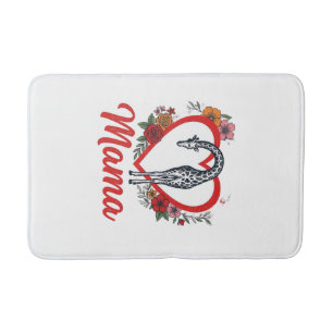Vintage Giraffe Mama Floral Heart Shirt Design_1 Bath Mat