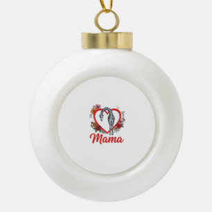 Vintage Giraffe Mama Floral Heart Shirt Design_1 Ceramic Ball Christmas Ornament