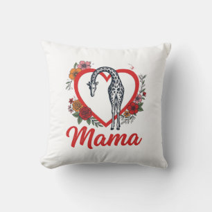 Vintage Giraffe Mama Floral Heart Shirt Design_1 Cushion