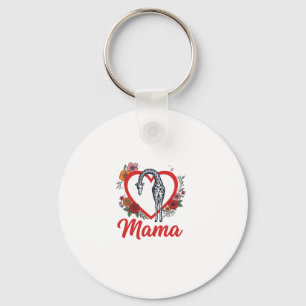 Vintage Giraffe Mama Floral Heart Shirt Design_1 Key Ring