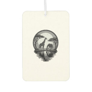 Vintage Giraffe Moon Silhouette Safari Vector Desi Car Air Freshener