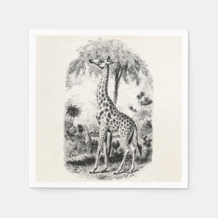 Vintage Giraffe Personalised Animal Illustration Napkin