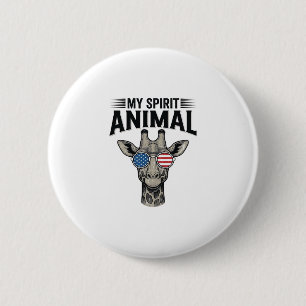 Vintage Giraffe Spirit Animal Patriotic Shirt Desi 6 Cm Round Badge