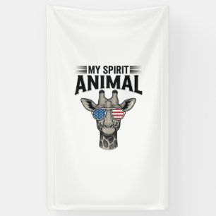 Vintage Giraffe Spirit Animal Patriotic Shirt Desi Banner