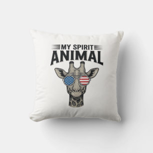 Vintage Giraffe Spirit Animal Patriotic Shirt Desi Cushion