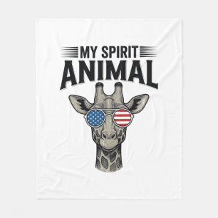 Vintage Giraffe Spirit Animal Patriotic Shirt Desi Fleece Blanket