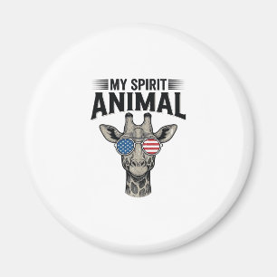 Vintage Giraffe Spirit Animal Patriotic Shirt Desi Magnet