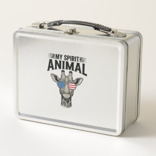 Vintage Giraffe Spirit Animal Patriotic Shirt Desi Metal Lunch Box
