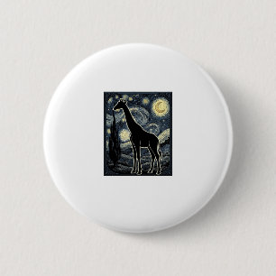 Vintage Giraffe Starry Night Engraving Shirt_1 6 Cm Round Badge