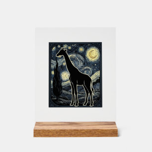 Vintage Giraffe Starry Night Engraving Shirt_1 Acrylic Sign