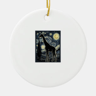 Vintage Giraffe Starry Night Engraving Shirt_1 Ceramic Tree Decoration